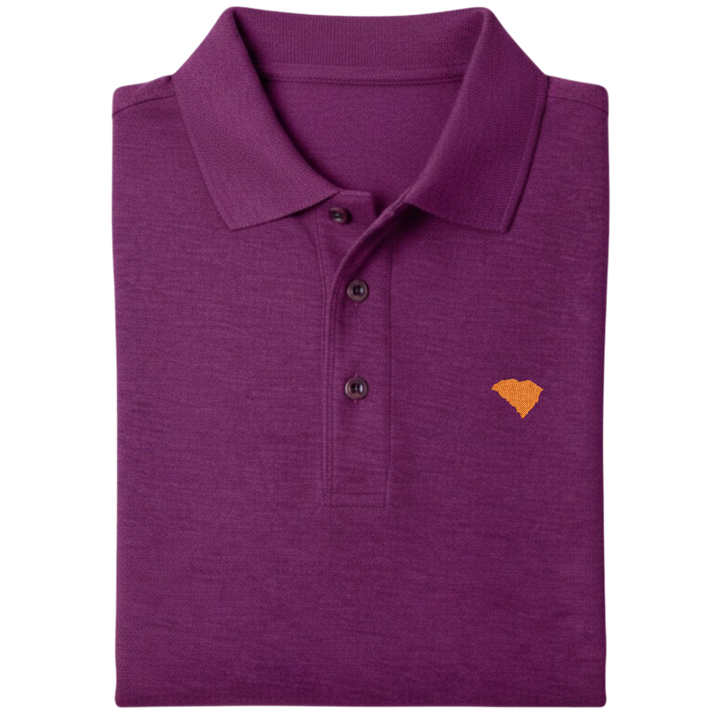 State of South Carolina Polo Shirt - Deep Berry (Available in Different Thread Colors)