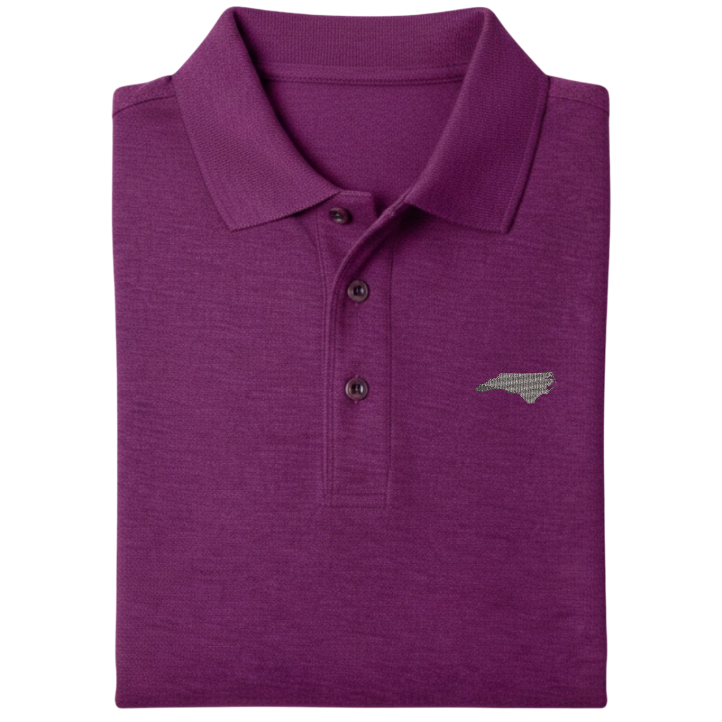 State of North Carolina Polo Shirt - Deep Berry (Available in Different Thread Colors)