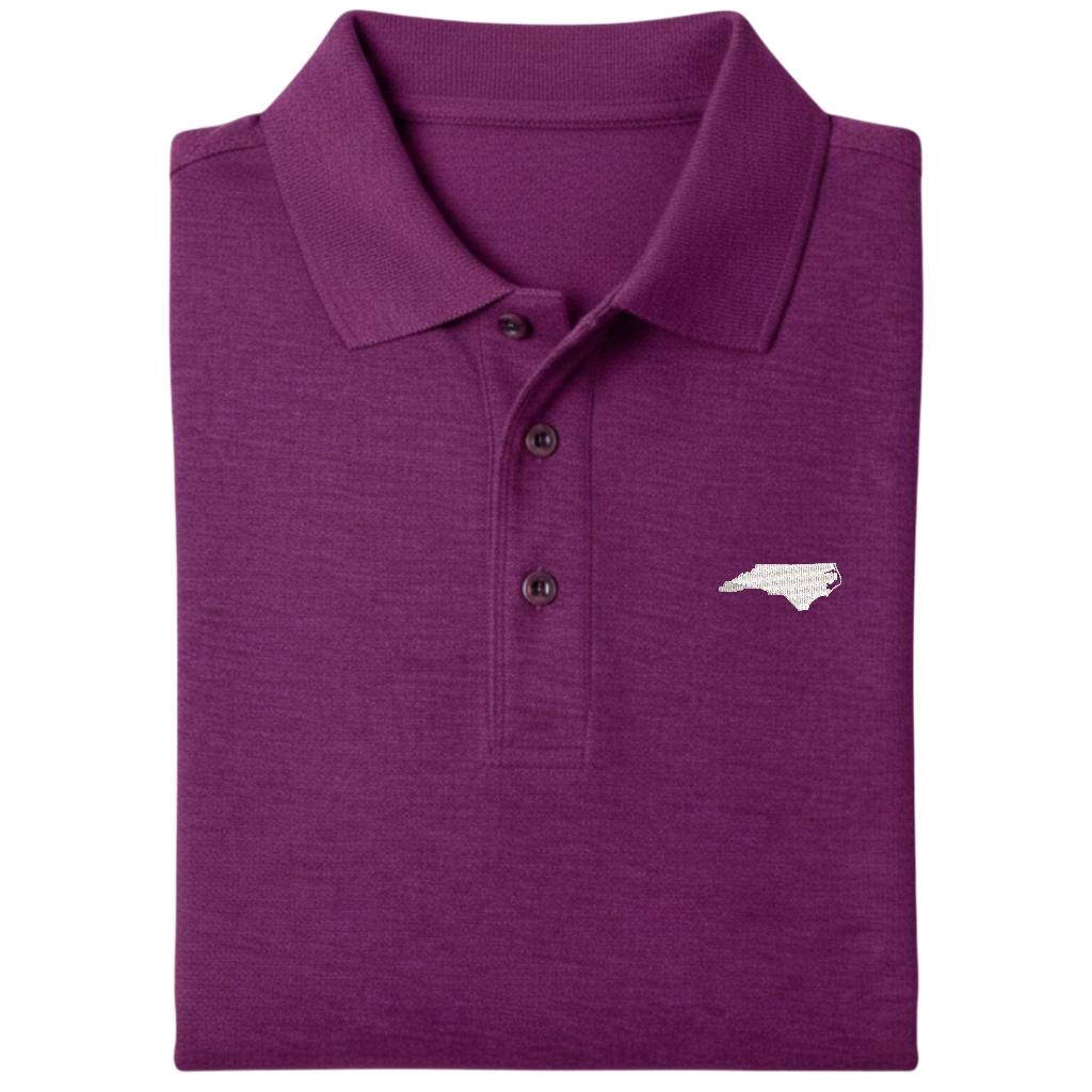 State of North Carolina Polo Shirt - Deep Berry (Available in Different Thread Colors)