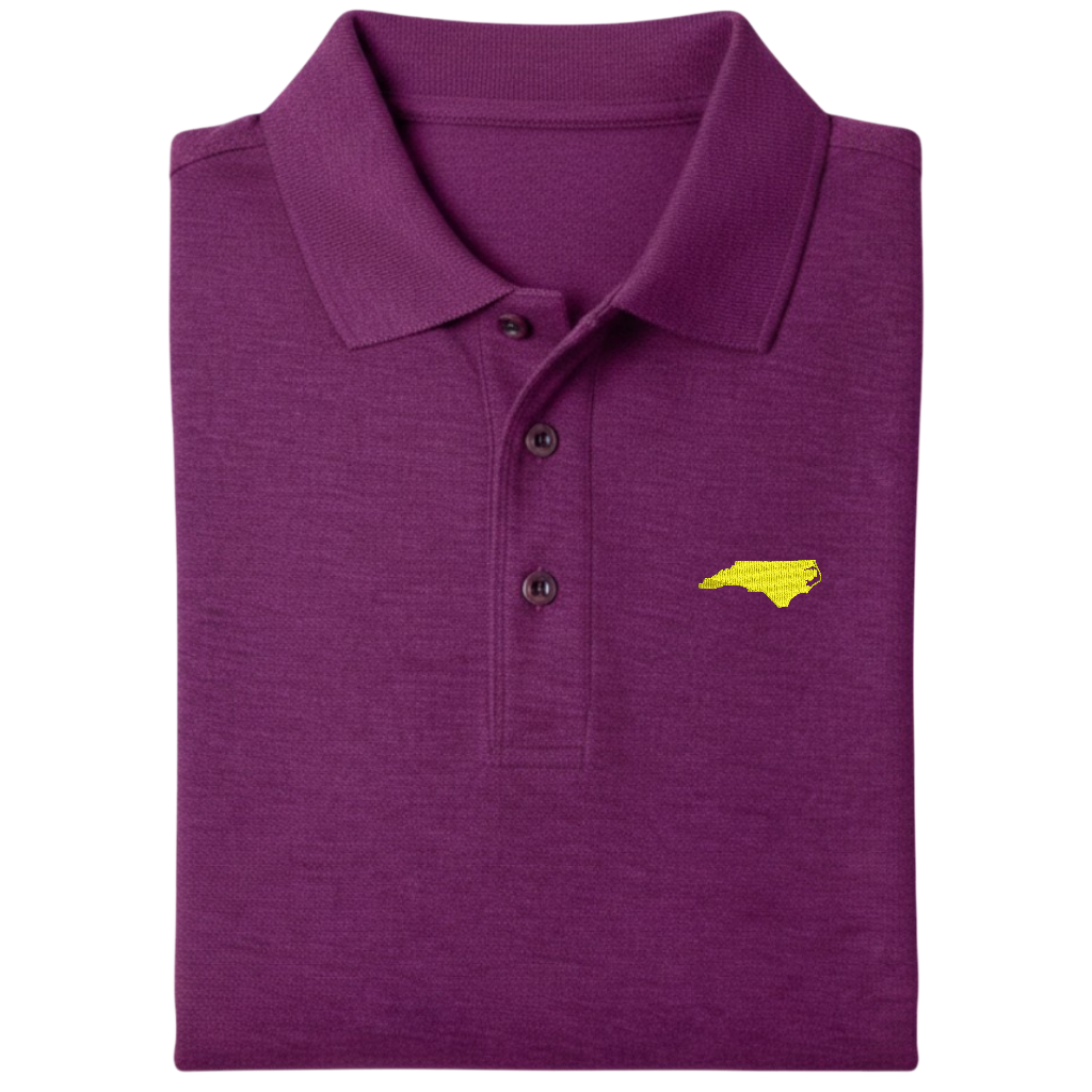 State of North Carolina Polo Shirt - Deep Berry (Available in Different Thread Colors)