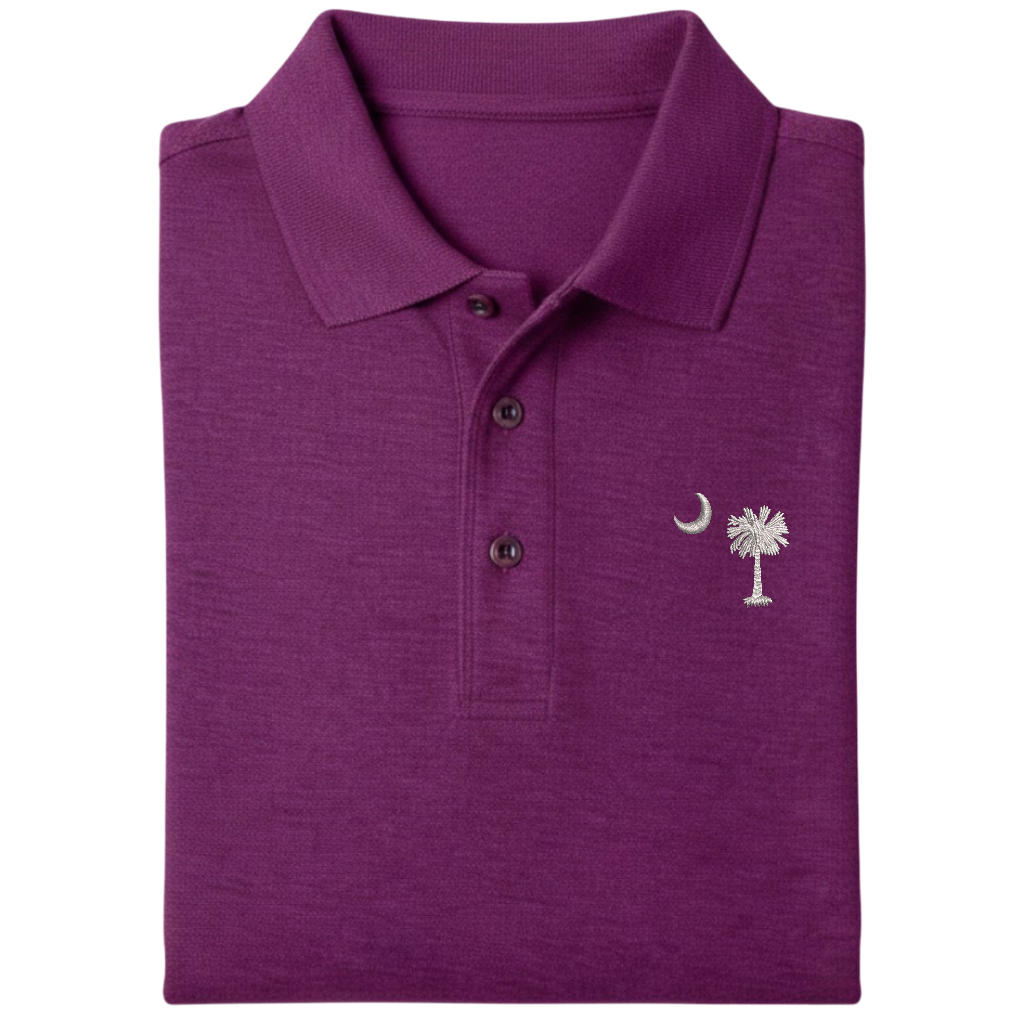 Palmetto Moon Polo Shirt - Deep Berry (Available in Different Thread Colors)