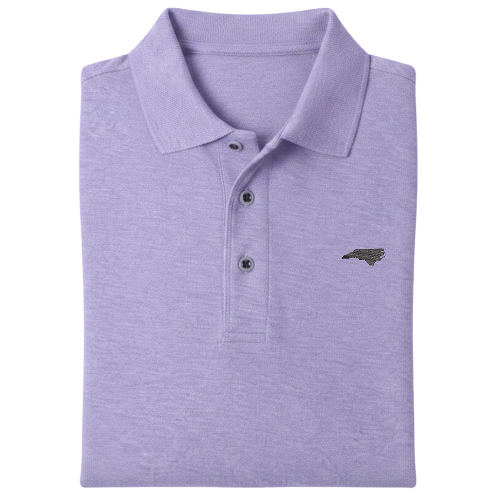 State of North Carolina Polo Shirt - Lavender (Available in Different Thread Colors)