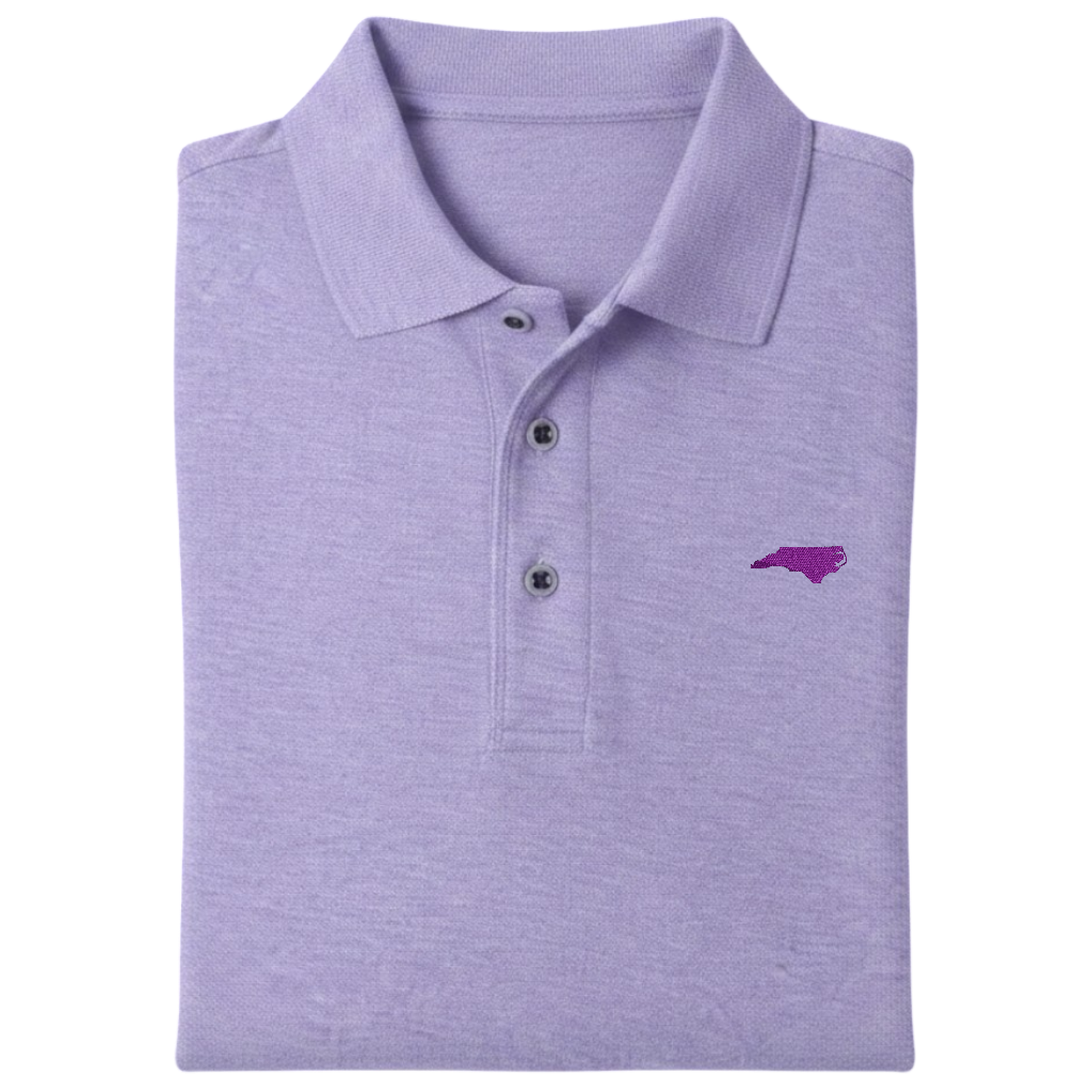 State of North Carolina Polo Shirt - Lavender (Available in Different Thread Colors)