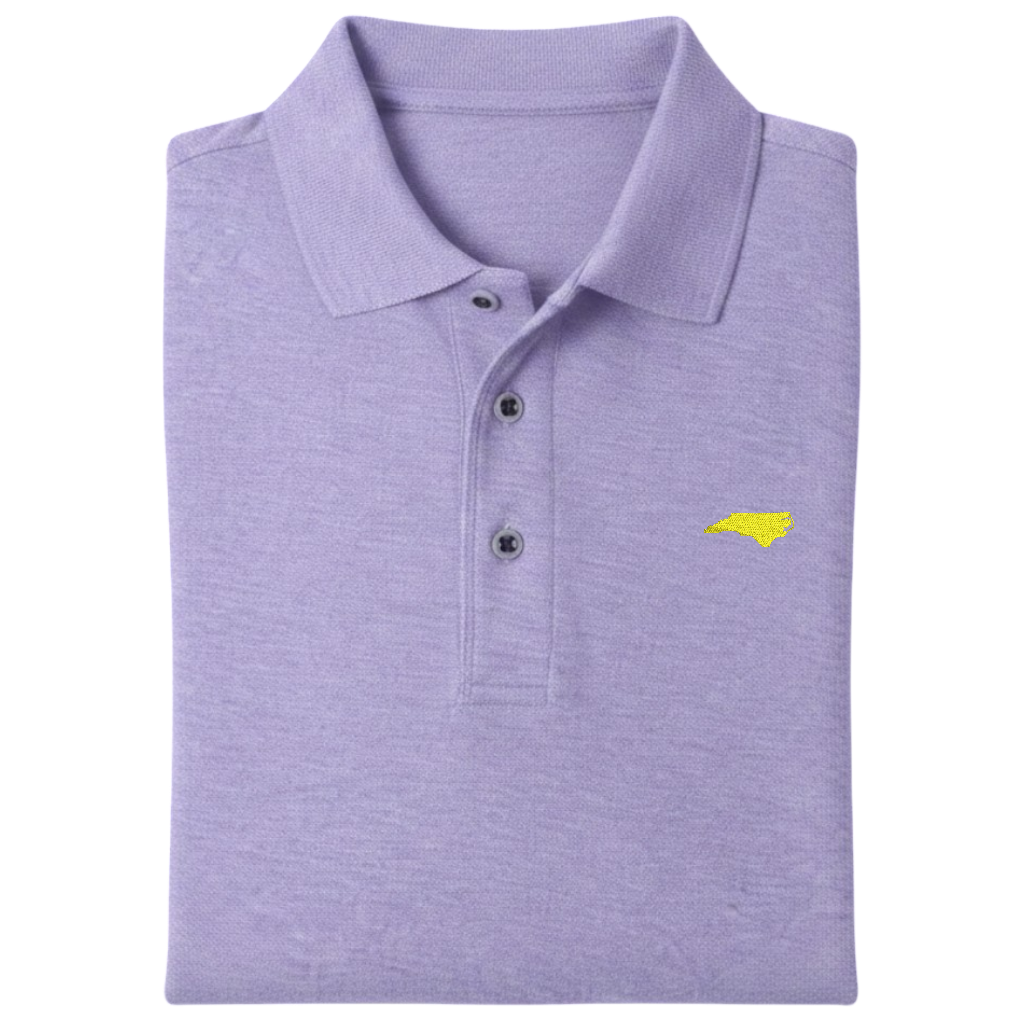 State of North Carolina Polo Shirt - Lavender (Available in Different Thread Colors)