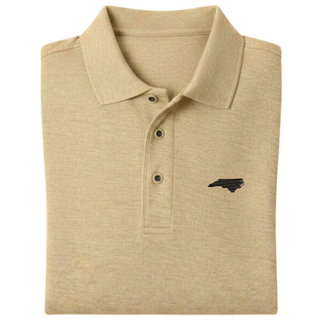 State of North Carolina Polo Shirt - Stone (Available in Different Thread Colors)