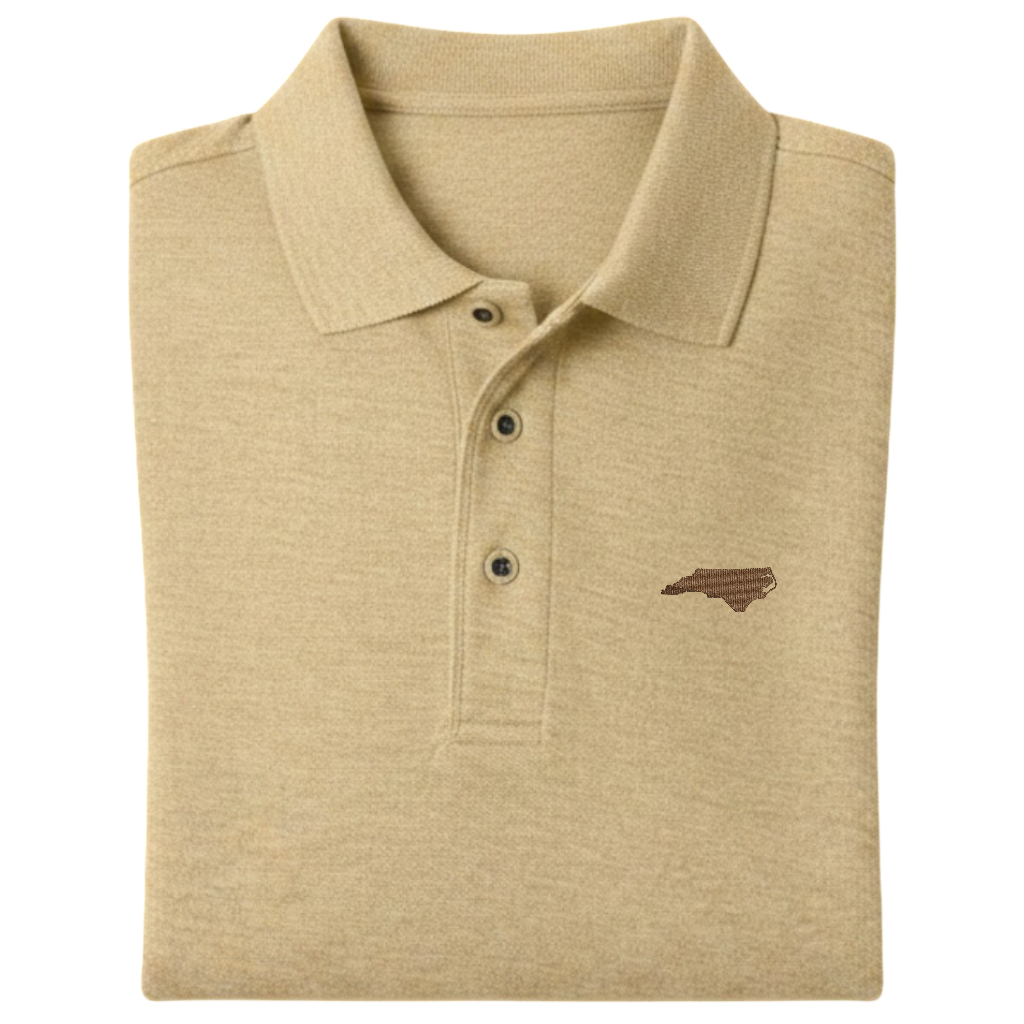 State of North Carolina Polo Shirt - Stone (Available in Different Thread Colors)