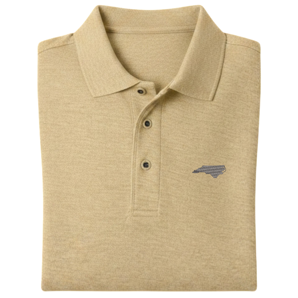 State of North Carolina Polo Shirt - Stone (Available in Different Thread Colors)