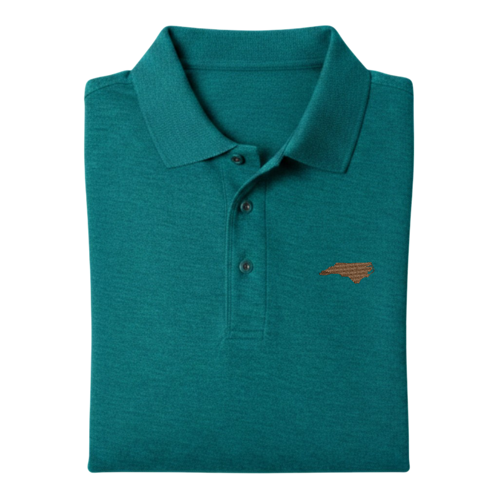 State of North Carolina Polo Shirt - Teal Green (Available in Different Thread Colors)