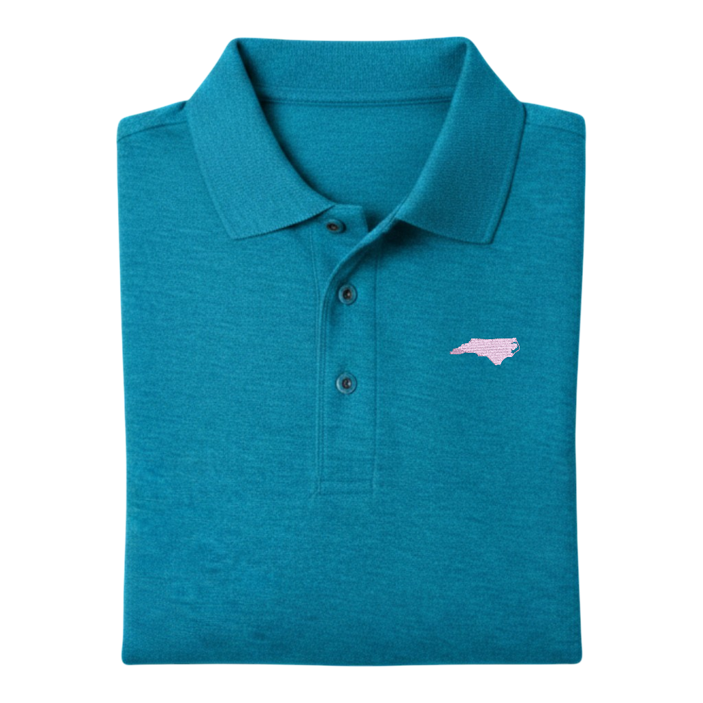 State of North Carolina Polo Shirt - Turquoise (Available in Different Thread Colors)