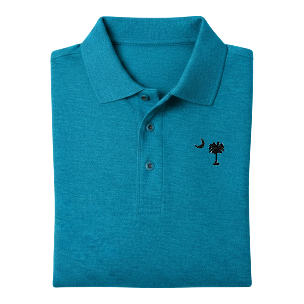 Palmetto Moon Polo Shirt - Turquoise Green (Available in Different Thread Colors)