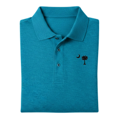 Palmetto Moon Polo Shirt - Turquoise Green (Available in Different Thread Colors)