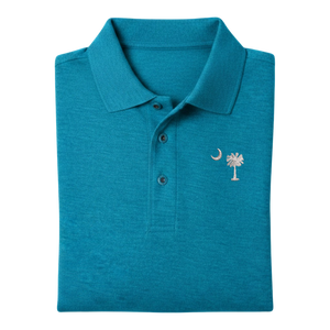 Palmetto Moon Polo Shirt - Turquoise Green (Available in Different Thread Colors)
