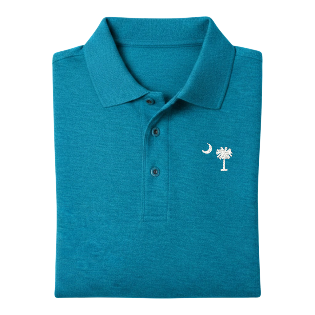 Palmetto Moon Polo Shirt - Turquoise Green (Available in Different Thread Colors)