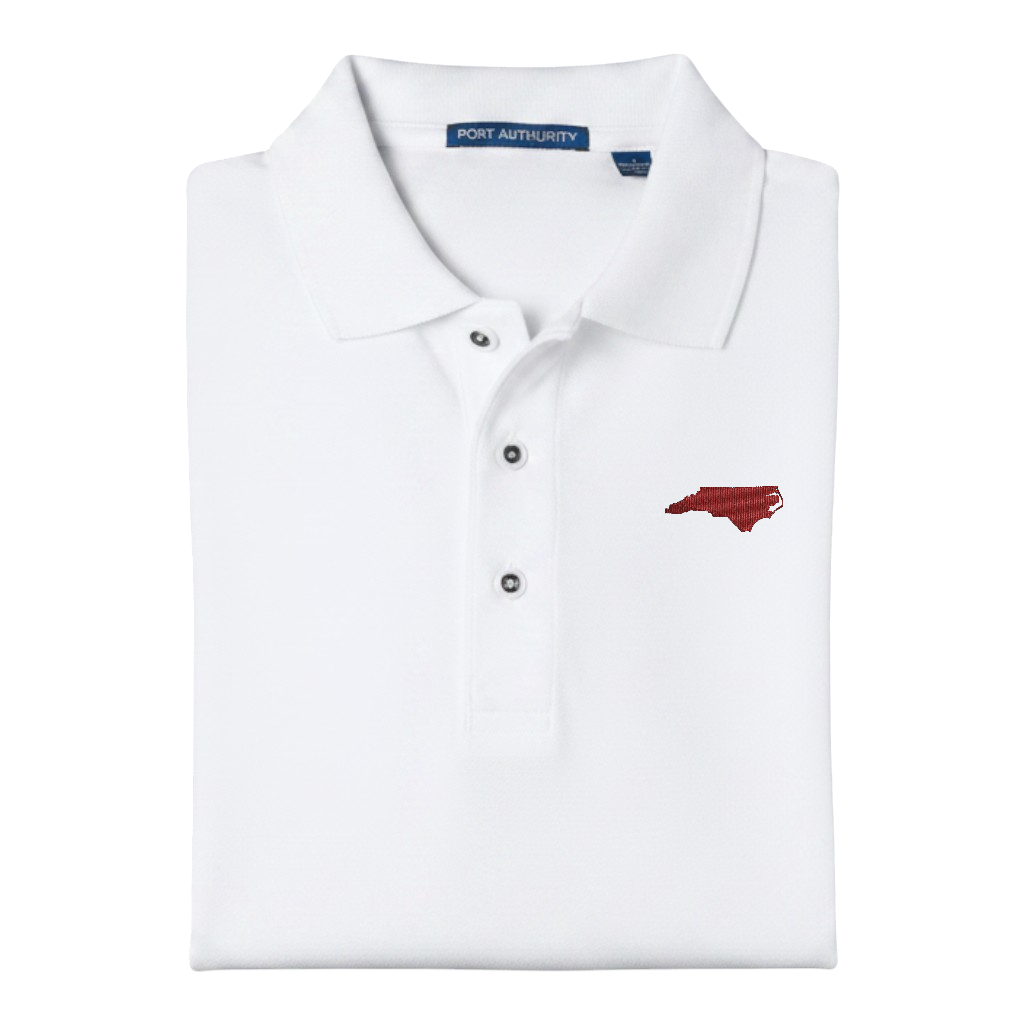 State of North Carolina Polo Shirt - White (Available in Different Thread Colors)