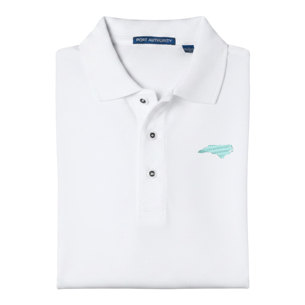 State of North Carolina Polo Shirt - White (Available in Different Thread Colors)