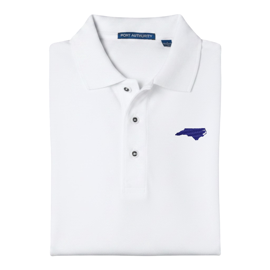State of North Carolina Polo Shirt - White (Available in Different Thread Colors)