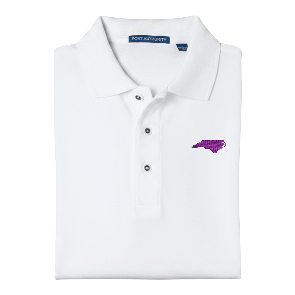 State of North Carolina Polo Shirt - White (Available in Different Thread Colors)