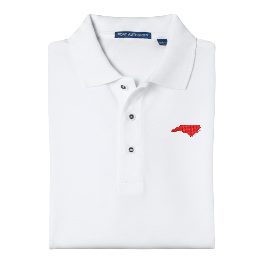 State of North Carolina Polo Shirt - White (Available in Different Thread Colors)