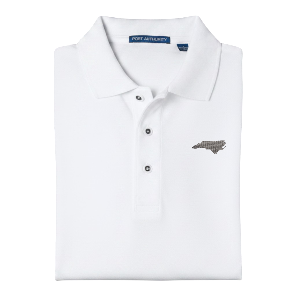 State of North Carolina Polo Shirt - White (Available in Different Thread Colors)
