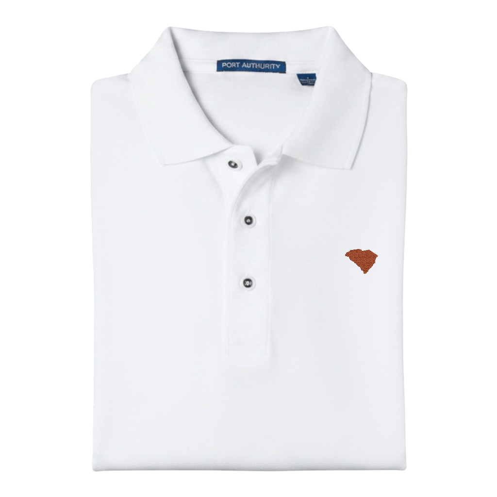 State of South Carolina Polo Shirt - White (Available in Different Thread Colors)