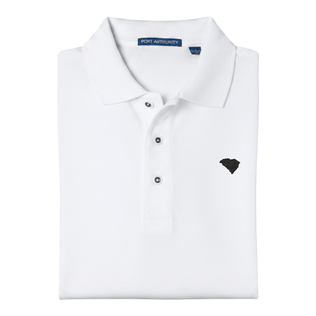 State of South Carolina Polo Shirt - White (Available in Different Thread Colors)
