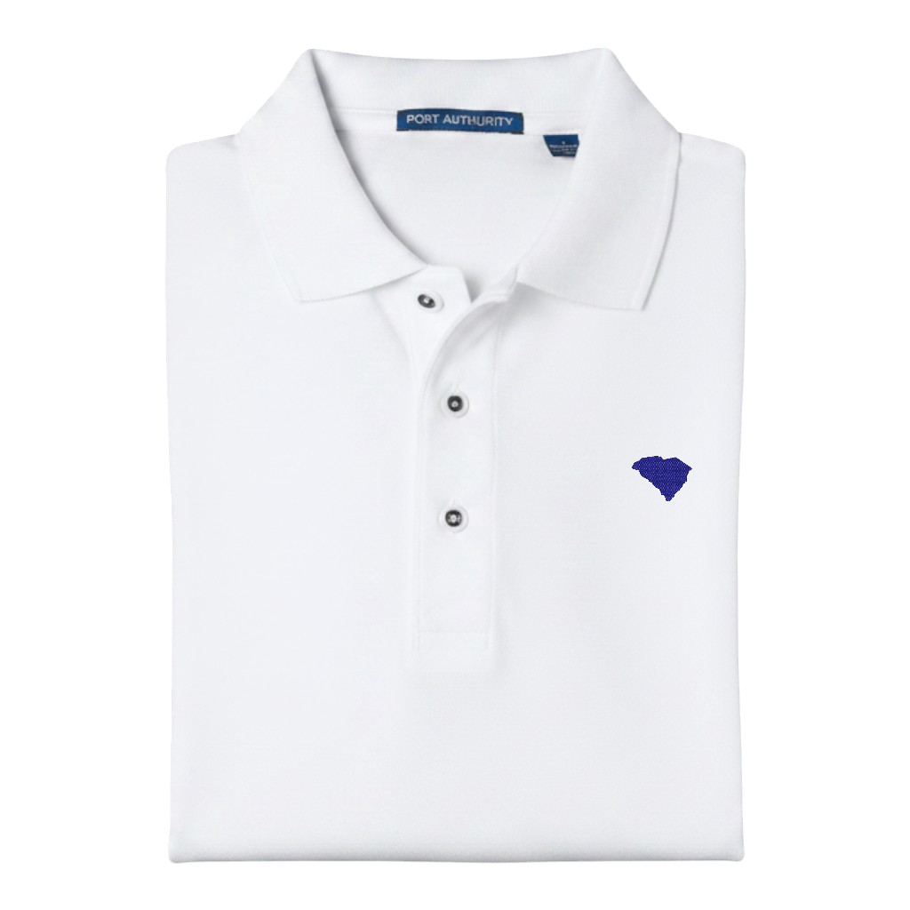 State of South Carolina Polo Shirt - White (Available in Different Thread Colors)