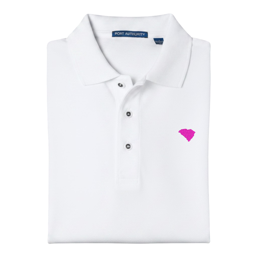 State of South Carolina Polo Shirt - White (Available in Different Thread Colors)