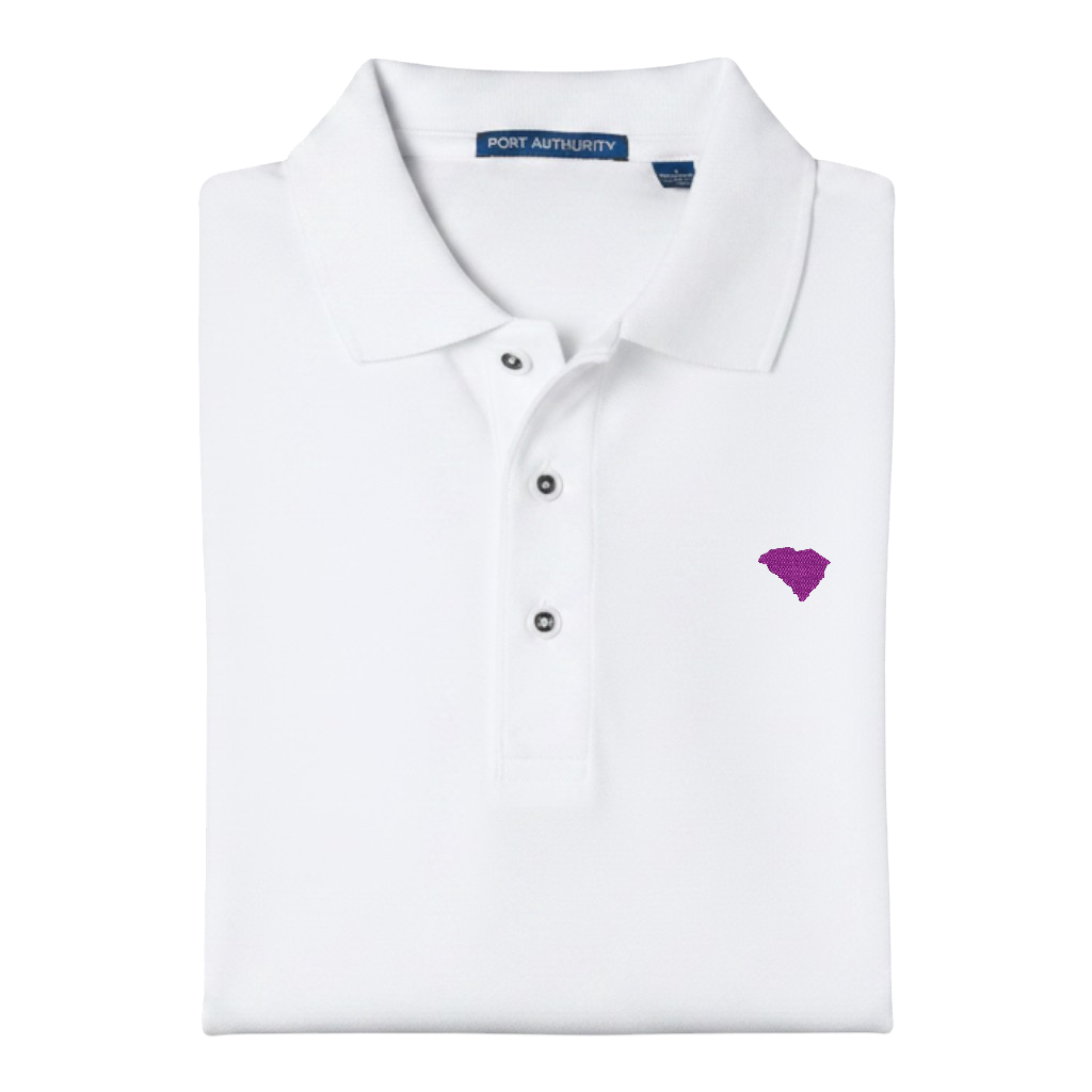 State of South Carolina Polo Shirt - White (Available in Different Thread Colors)