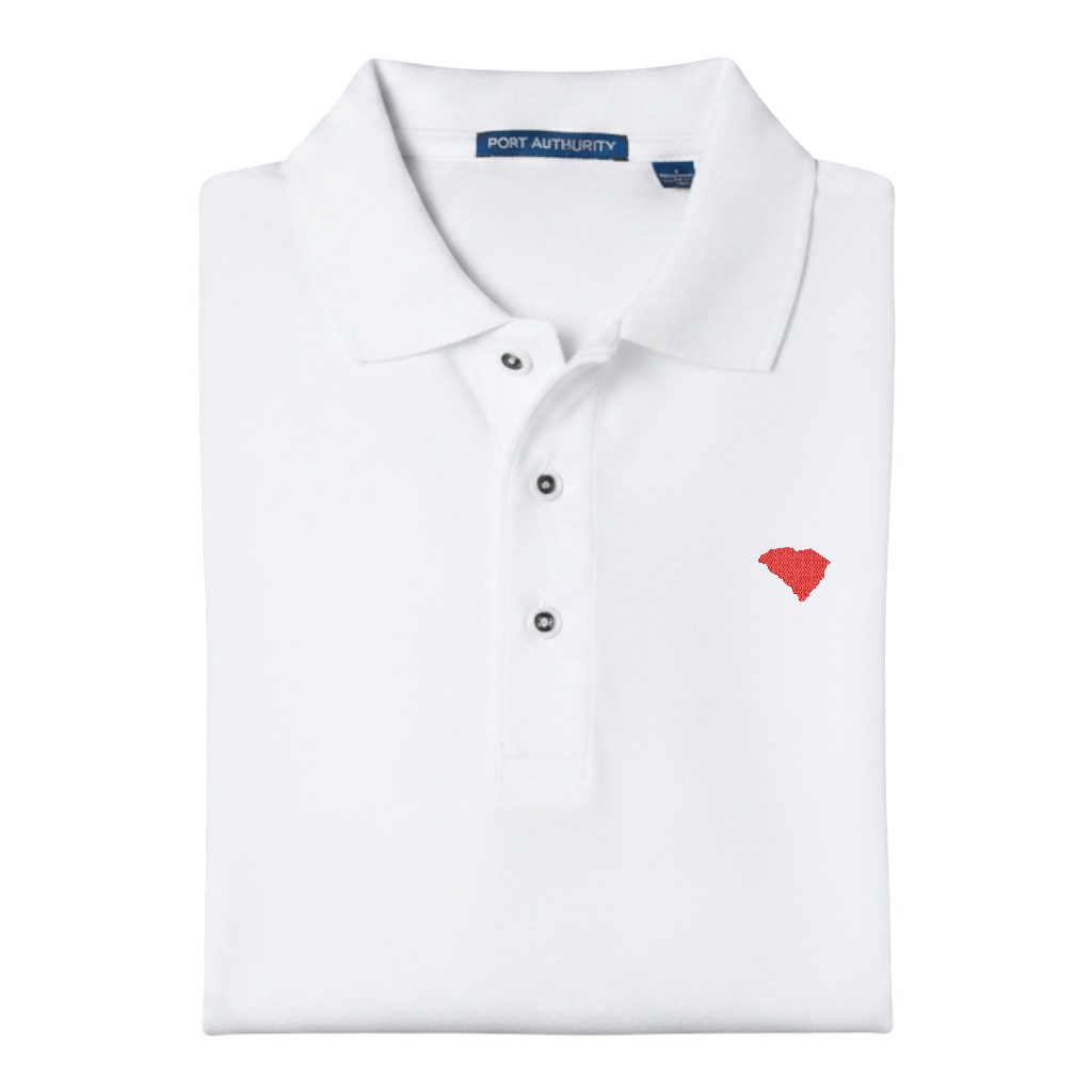 State of South Carolina Polo Shirt - White (Available in Different Thread Colors)