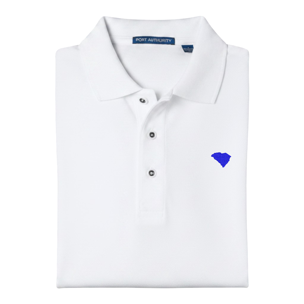 State of South Carolina Polo Shirt - White (Available in Different Thread Colors)