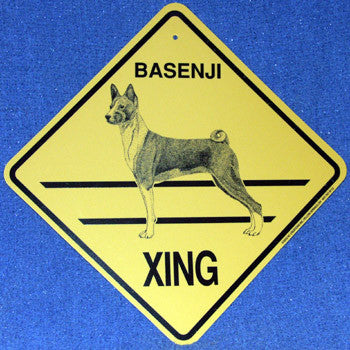 Yellow Xing Crossing Sign - Basenji (2323)