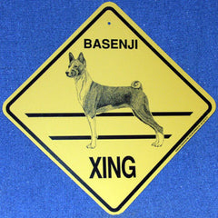 Yellow Xing Crossing Sign - Basenji (2323)
