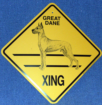 Yellow Xing Crossing Sign - Great Dane (Cropped) (2281)
