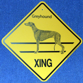 Yellow Xing Crossing Sign - Greyhound (2250)