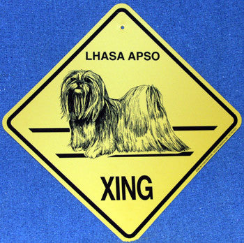 Yellow Xing Crossing Sign - Lhasa Apso (2252)