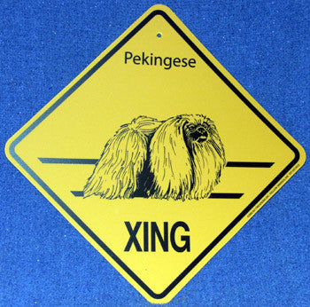 Yellow Xing Crossing Sign - Pekingese (2255)
