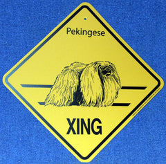 Yellow Xing Crossing Sign - Pekingese (2255)