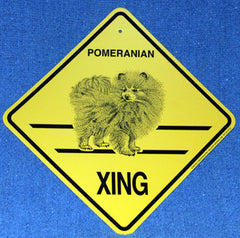 Yellow Xing Crossing Sign - Pomeranian (2256)