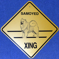 Yellow Xing Crossing Sign - Samoyed (2293)