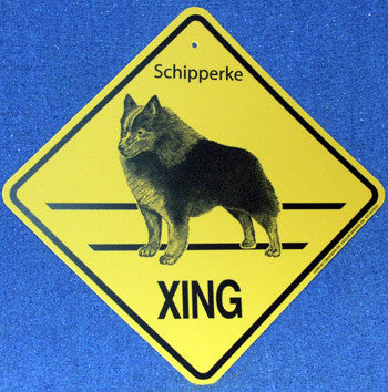 Yellow Xing Crossing Sign - Schipperke (2294)