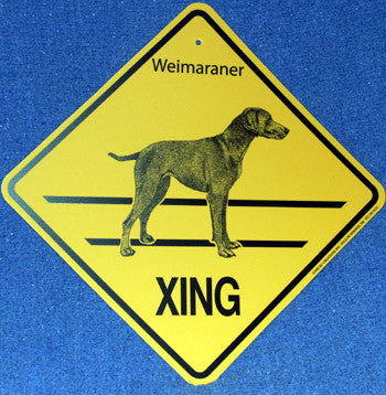 Yellow Xing Crossing Sign - Weimaraner (2259)