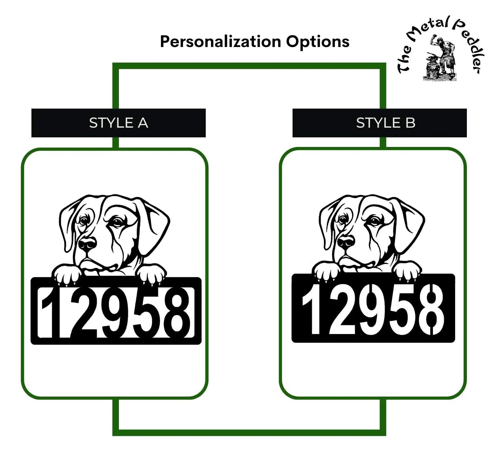 Labrador #2 Address Sign - Detailed Dog Design with Custom House Numbers