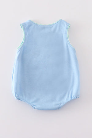 Blue tractor embroidery boy bubble