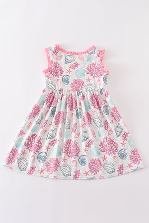 Pink Shell Embroidered Dress