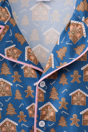 Navy gingerbread print mom gown