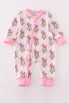 Pink stripe cindy lou who print  Zipper girl romepr
