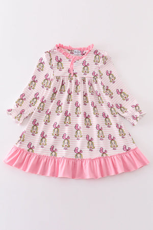 Pink stripe cindy lou who print girl dress