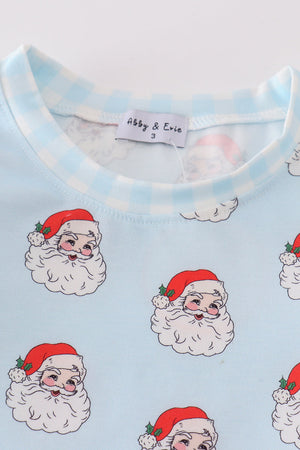 Blue santa print boy pajamas
