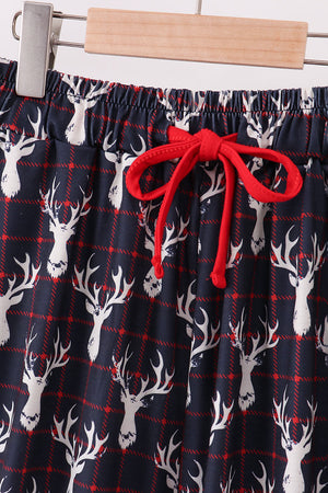Navy deer print mom pajamas pants