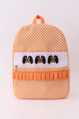Orange Tennessee embroidery checkered ruffle backpack